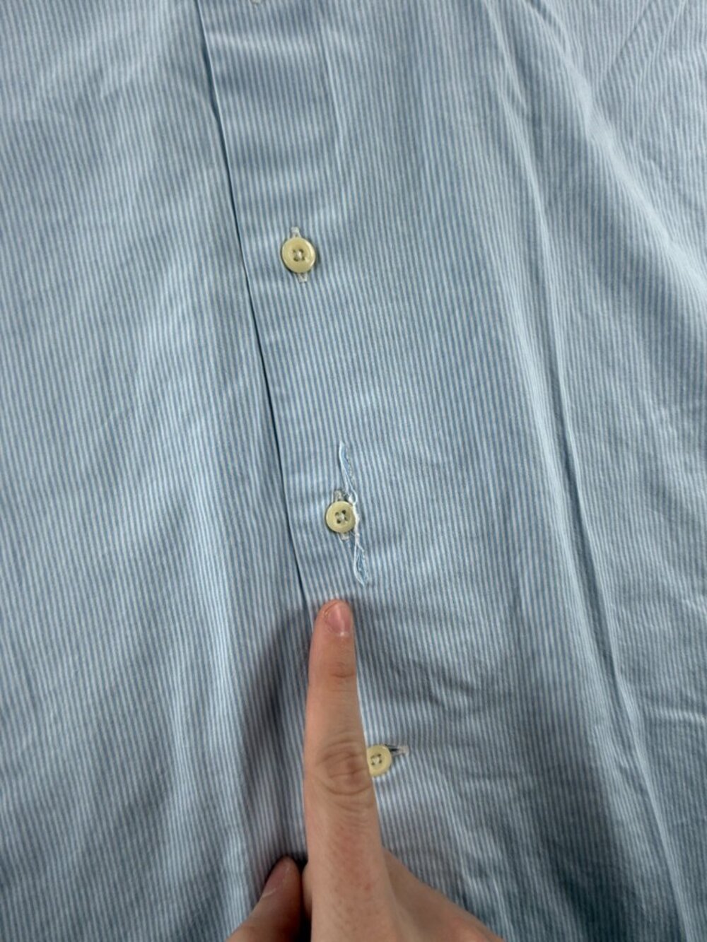 David Donahue Cotton Trim 16.5 32/33 Striped Blue Long Sleeve Mens Shirt Spread - Picture 11 of 15